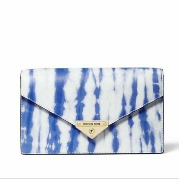 Michael Kors Handbags - Michael Kors Grace Envelope Clutch BLUE, NWT, MSRP $178